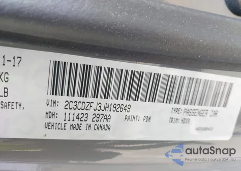 2018 Dodge Challenger R/T Scat Pack z USA, uszkodzony, nr VIN 2C3CDZFJ3JH192649